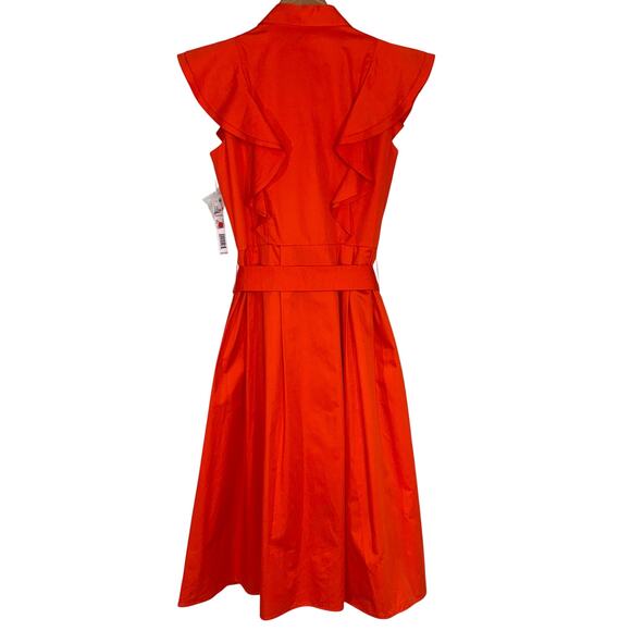 NWT Antonio Melani Kelly Blood Orange Belted Button Up Shirt Midi Dress Size 6 - Picture 8 of 13